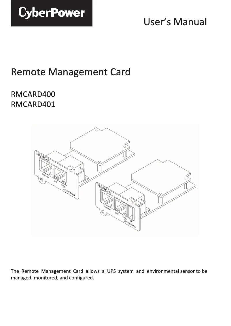 Page n°1 - Manuel utilisateur CyberPower RMCARD400