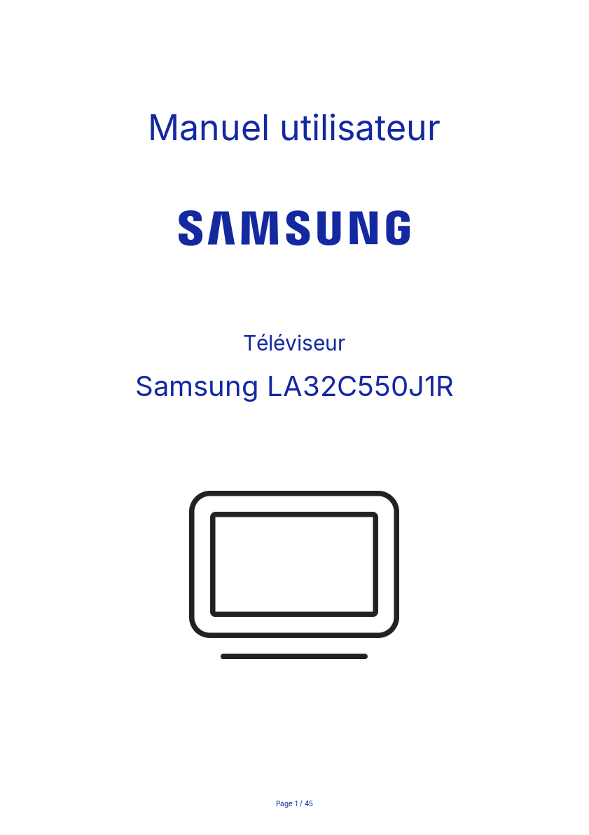 Page n°1 - Manuel utilisateur Samsung LA32C550J1R
