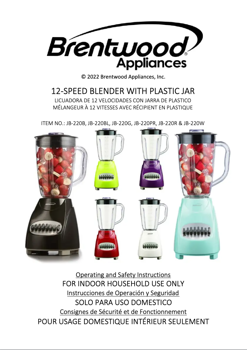 Page n°1 - Manuel utilisateur Brentwood JB-220B
