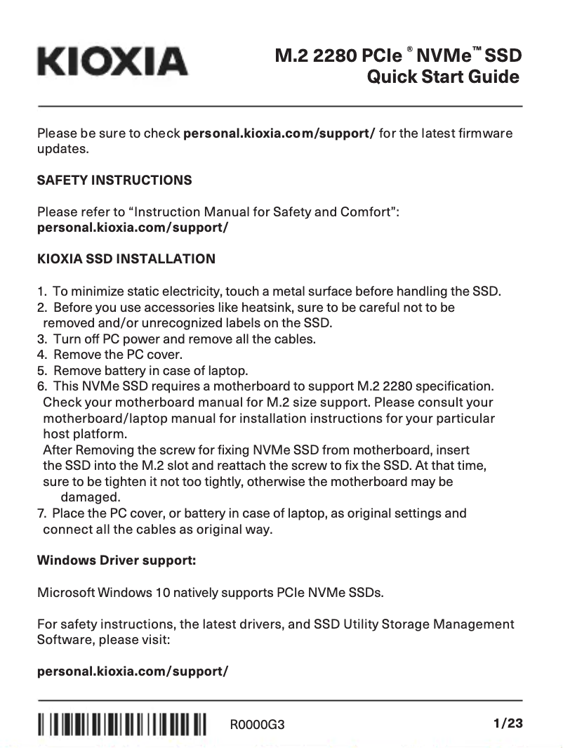 Image de la première page du manuel de l'appareil Exceria Plus G2