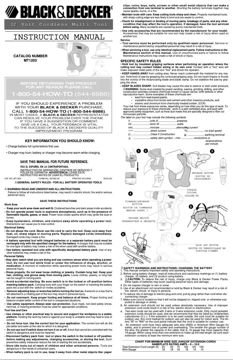 Page n°1 - Manuel utilisateur Black & Decker MT1203