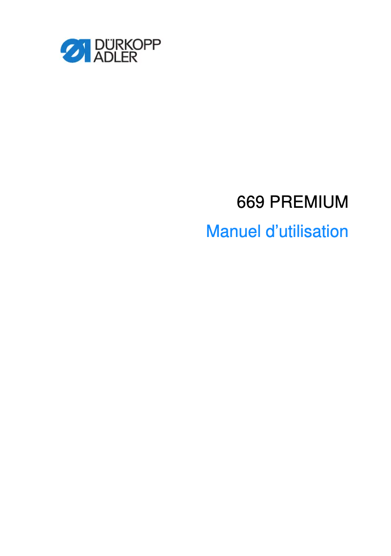 Page n°1 - Manuel utilisateur Dürkopp Adler 669 Premium