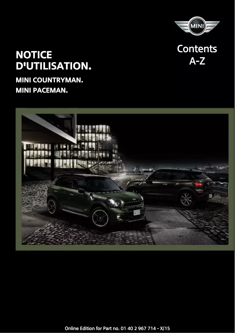Page 1 de la notice Manuel utilisateur Mini Countryman (2015)