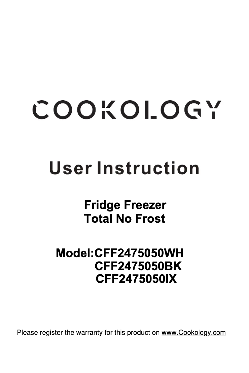 Page 1 de la notice Manuel utilisateur Cookology CFF2475050WH