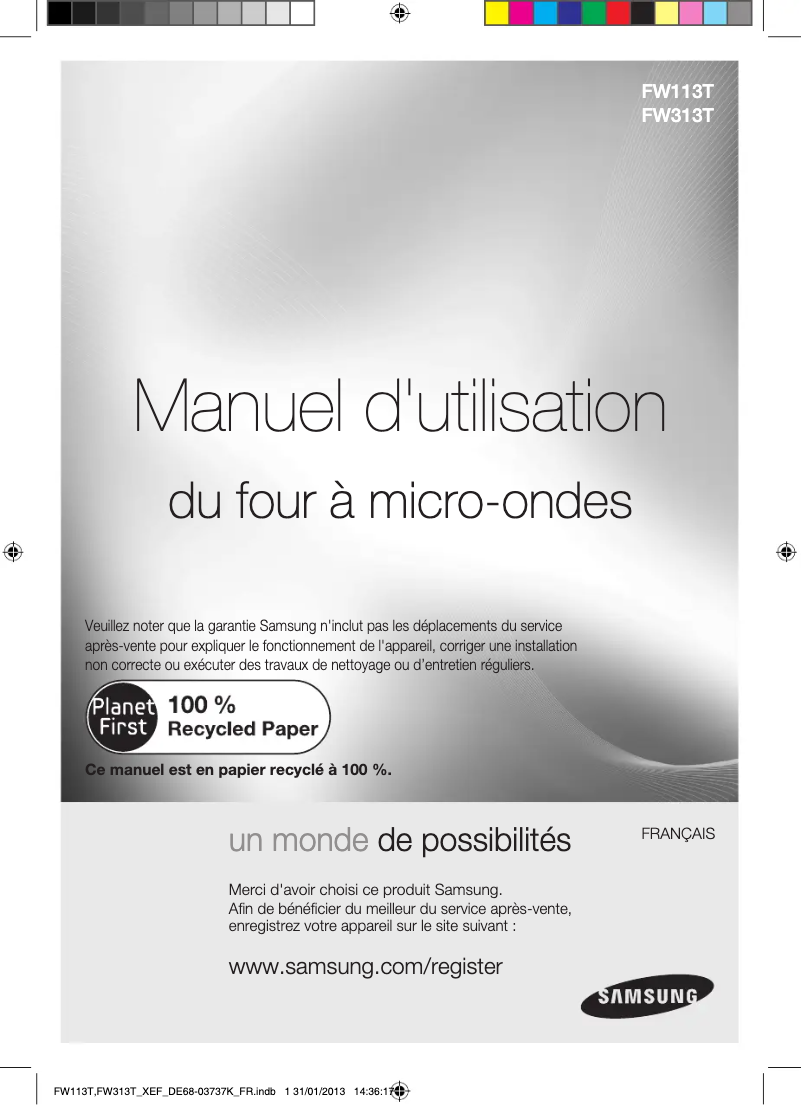 Page n°1 - Manuel utilisateur Samsung FW113T002