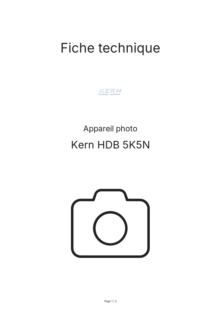 Page n°1 - Fiche technique Kern HDB 5K5N