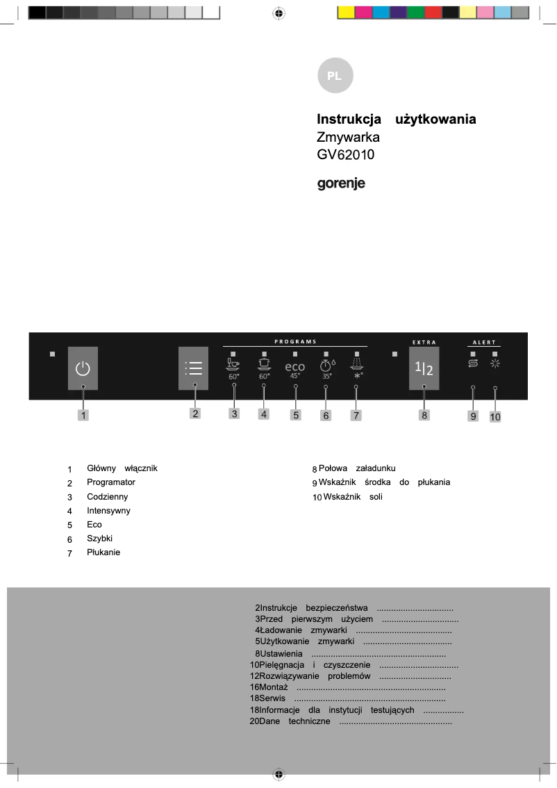 Page n°1 - Manuel utilisateur Gorenje GV62010