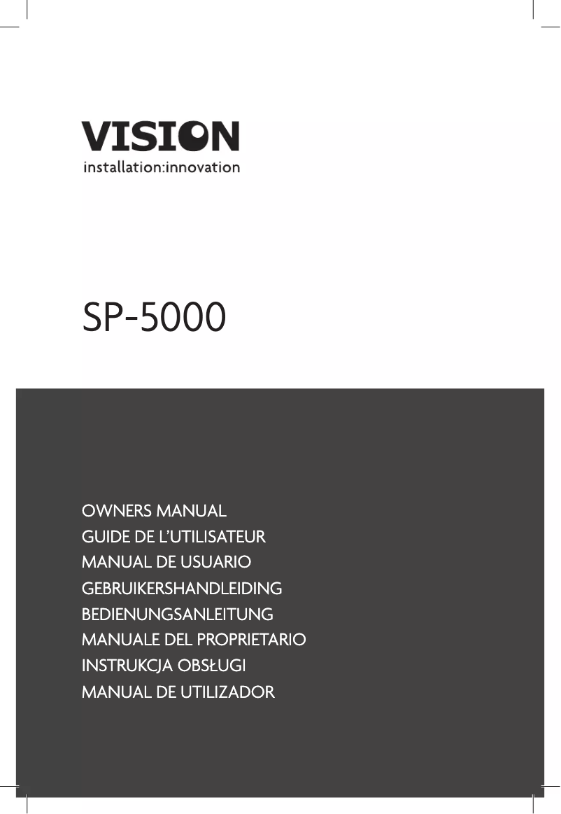 Page 1 de la notice Manuel utilisateur Vision SP-5000P