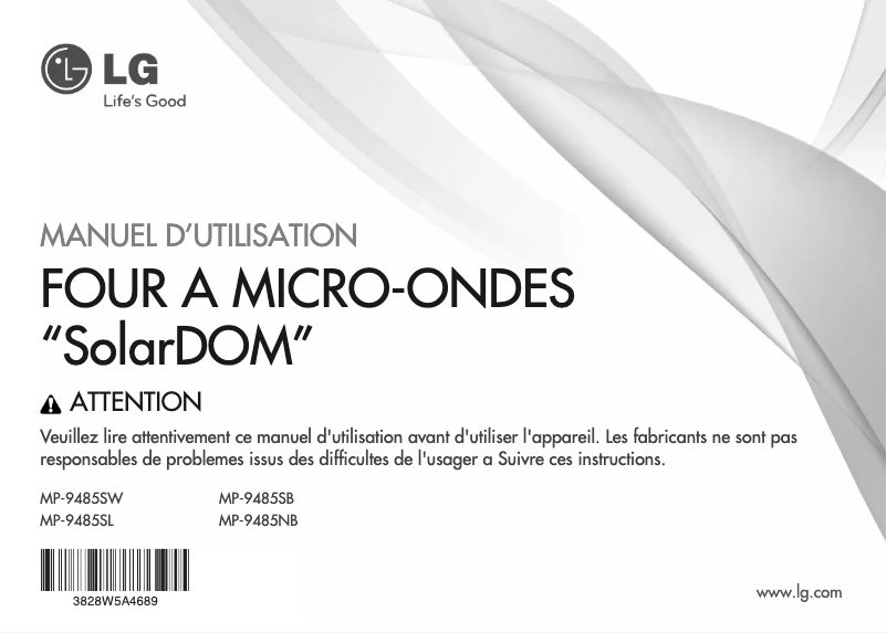 Page 1 de la notice Manuel utilisateur LG MP-9485NB