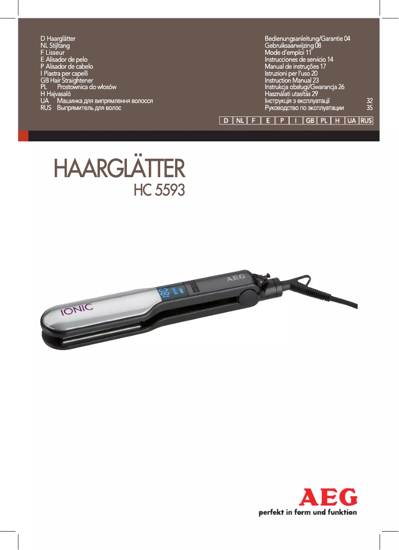 Page n°1 - Manuel utilisateur AEG HC 5593
