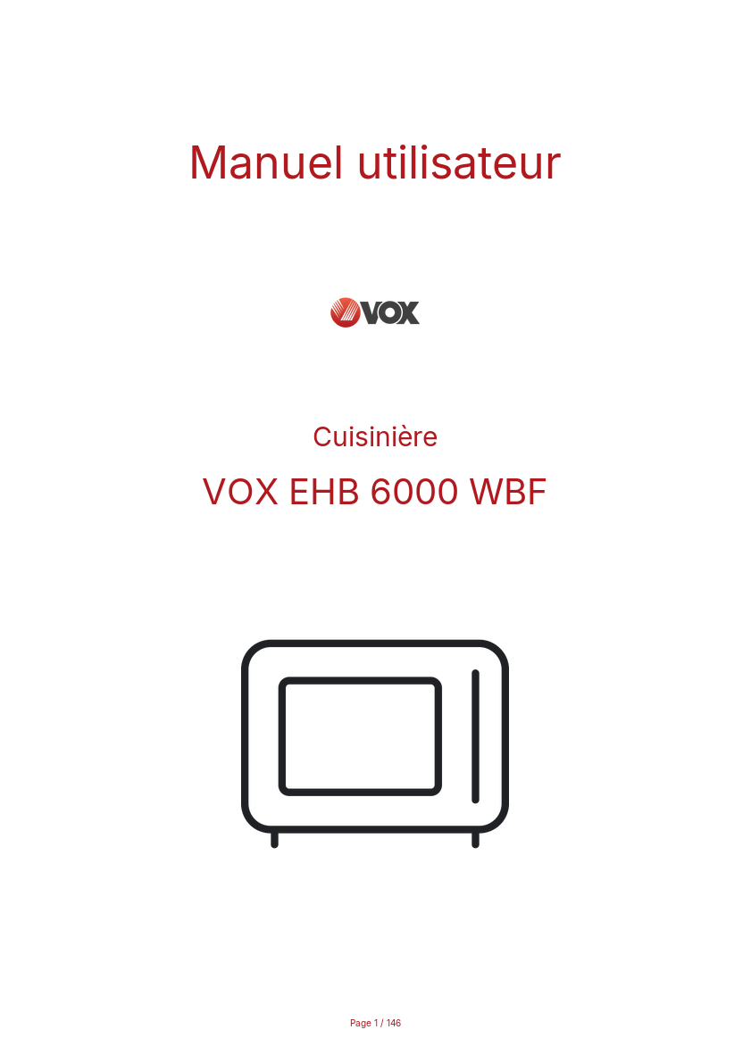 Page n°1 - Manuel utilisateur VOX EHB 6000 WBF