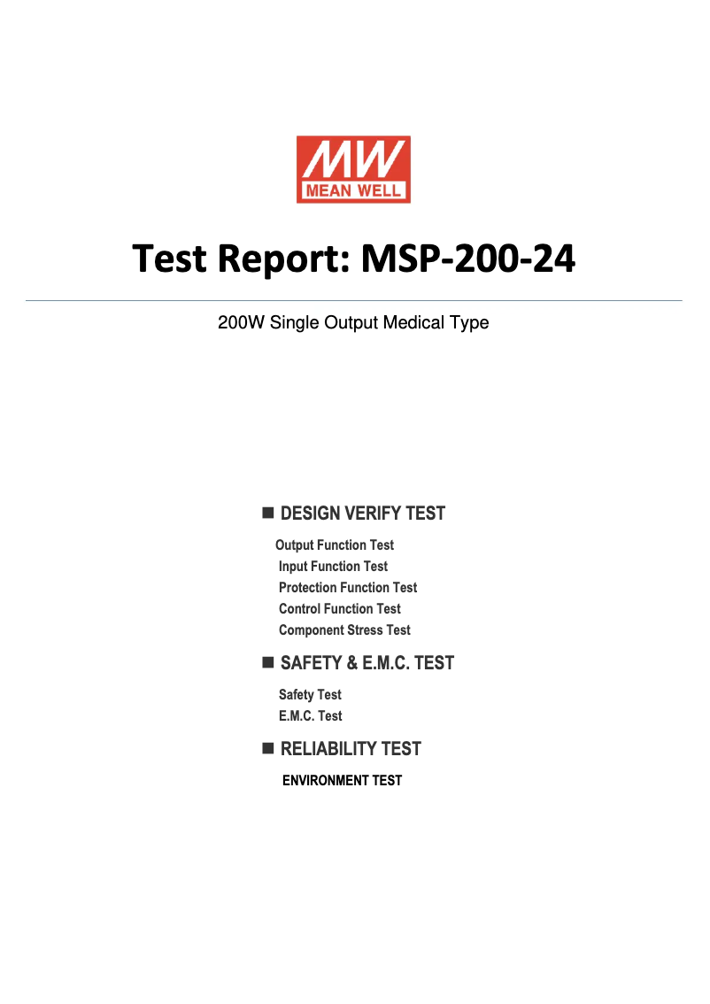 Page n°1 - Fiche technique Mean Well MSP-200-24