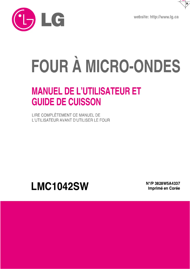 Page 1 de la notice Manuel utilisateur LG LMC1042SW