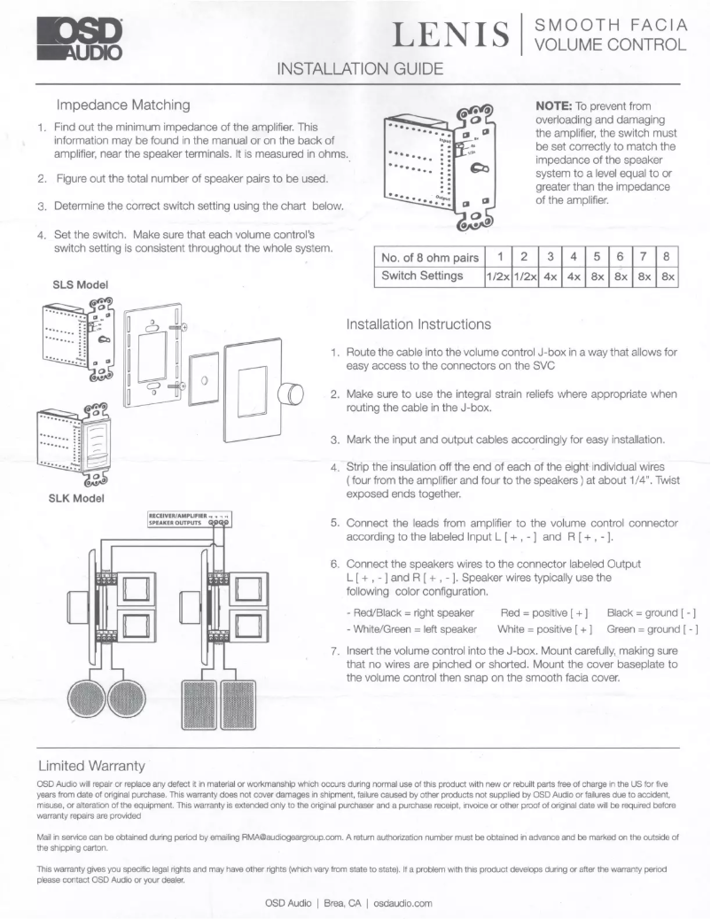 Page 1 de la notice Manuel utilisateur OSD Audio SLS-300