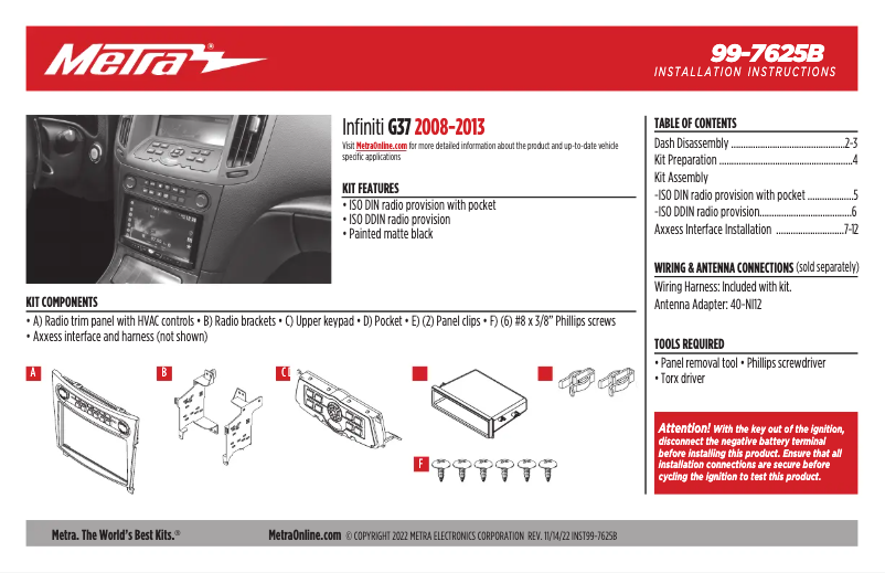 Page n°1 - Manuel utilisateur AXESS 99-7625B