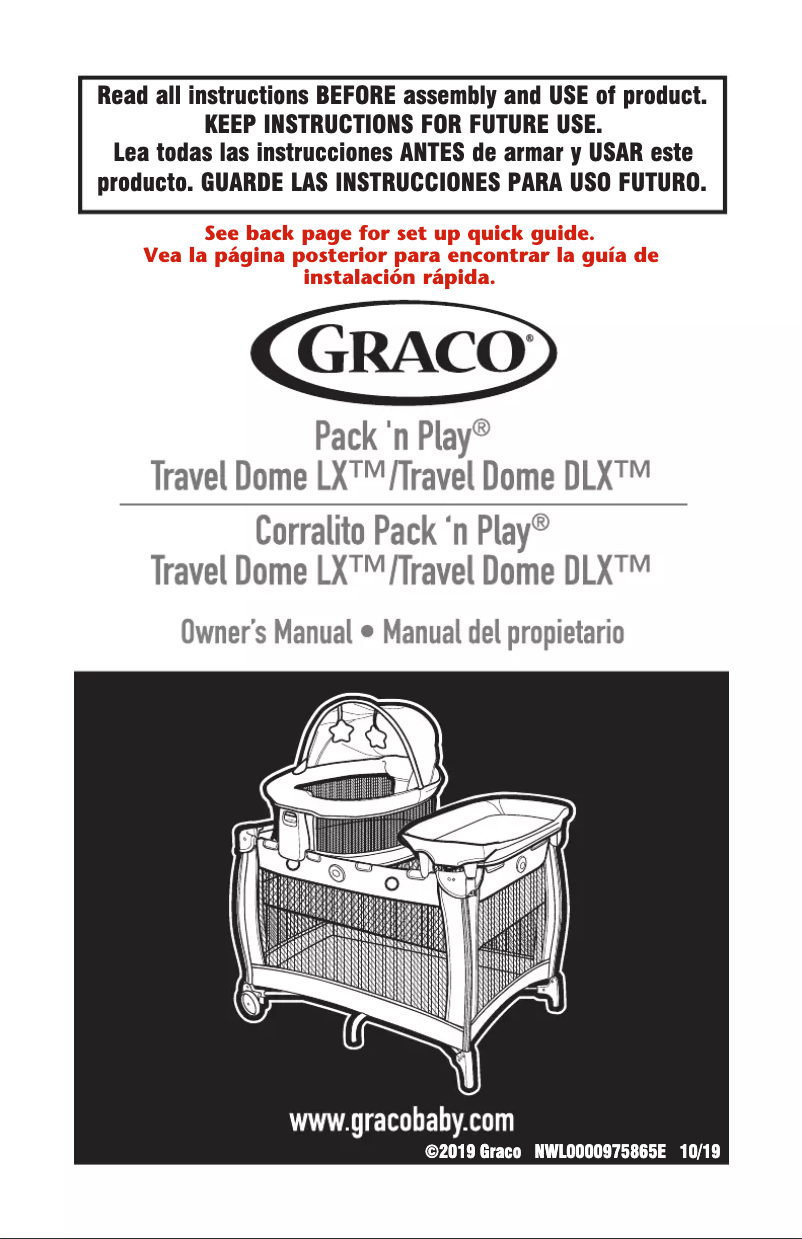 Page 1 de la notice Manuel utilisateur Graco Pack ‘n Play Travel Dome DLX
