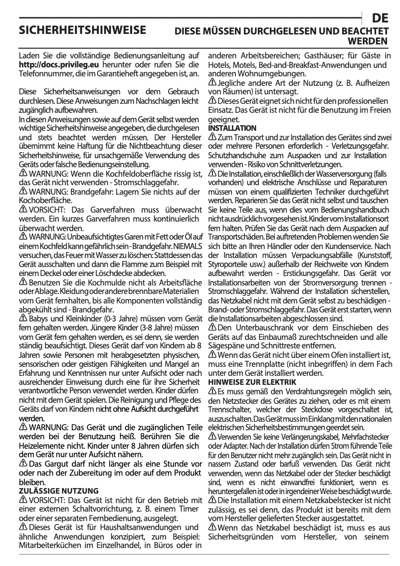 Página 1 del manual Manual de uso y mantenimiento Privileg PCTAC K6041/1 IN