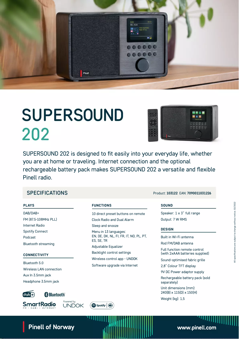 Page n°1 - Fiche technique Pinell Supersound 202
