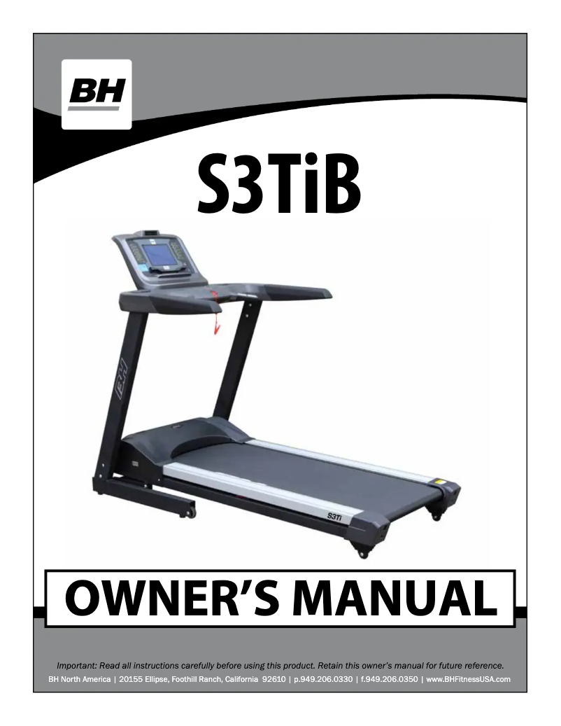 Page n°1 - Manuel utilisateur BH Fitness S3TiB