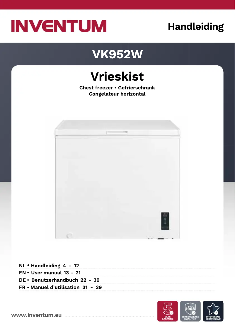 Page 1 de la notice Manuel utilisateur Inventum VK952W