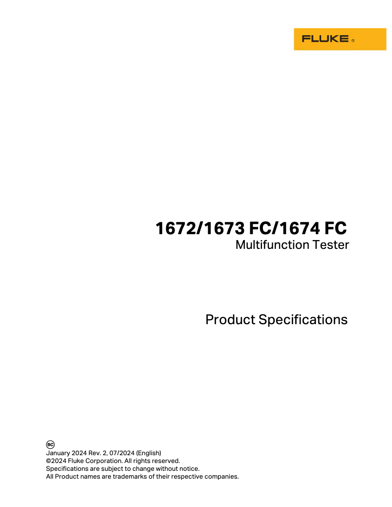 Página 1 del manual Ficha técnica Fluke 1670