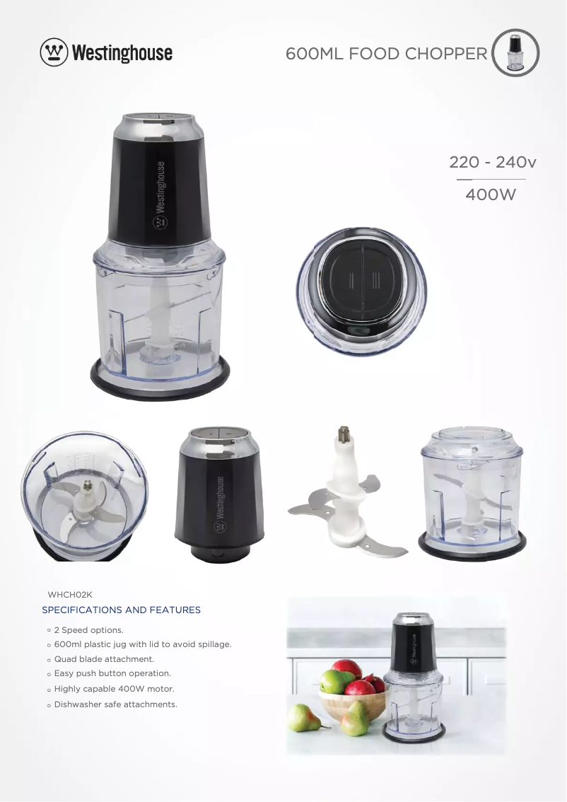 Page n°1 - Fiche technique Westinghouse WHCH02K