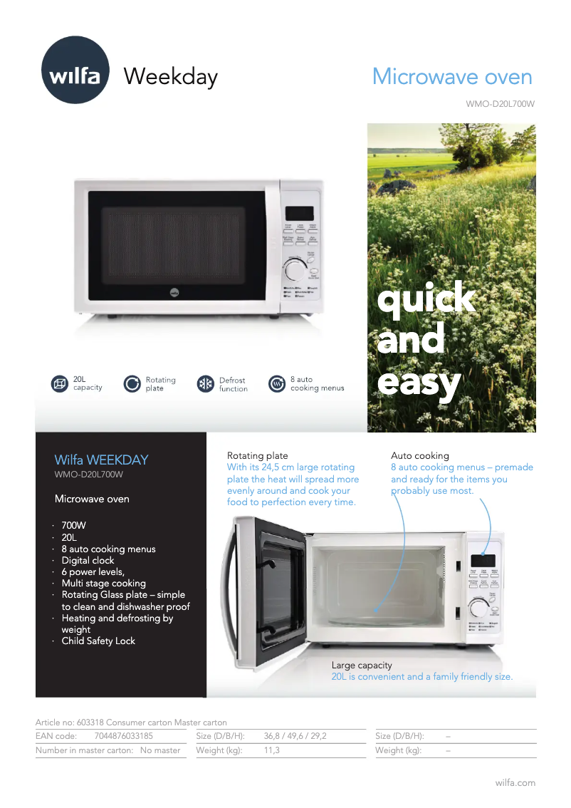 Image de la première page du manuel de l'appareil Weekday WMO-D20L700W