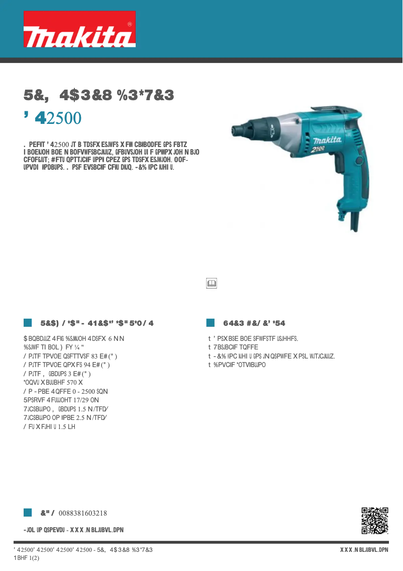 Page 1 de la notice Fiche technique Makita FS2500