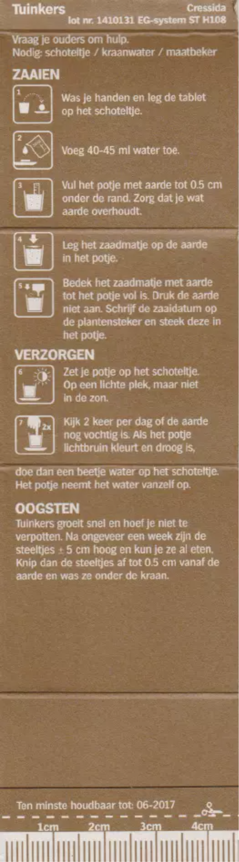 Page 1 of the manual User Manual Albert Heijn Moestuintje Tuinkers
