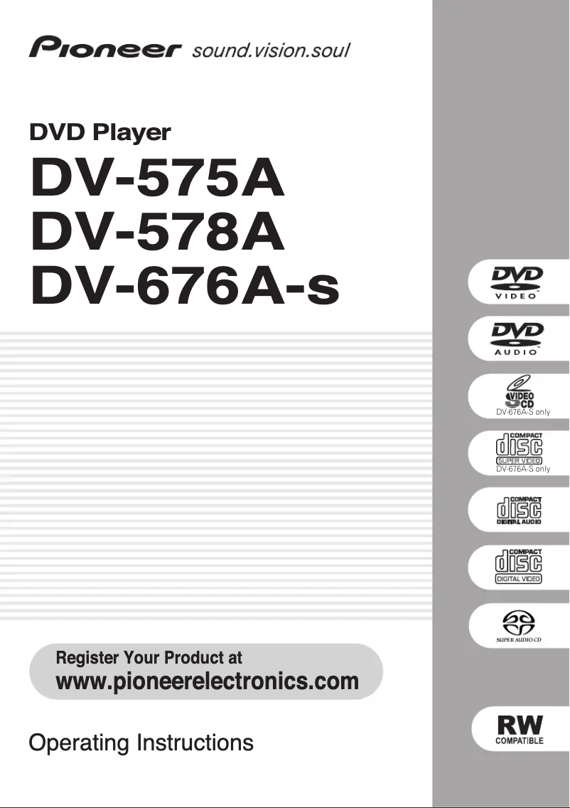 Page n°1 - Manuel utilisateur Pioneer DV-578A-S