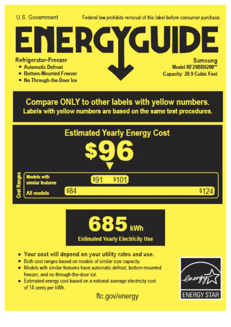 Page n°1 - Label énergétique Samsung RF29BB8200QL