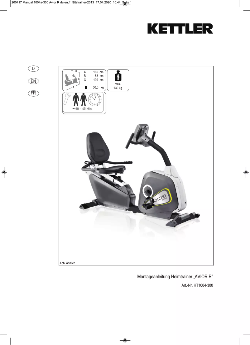 Image de la première page du manuel de l'appareil Avior R