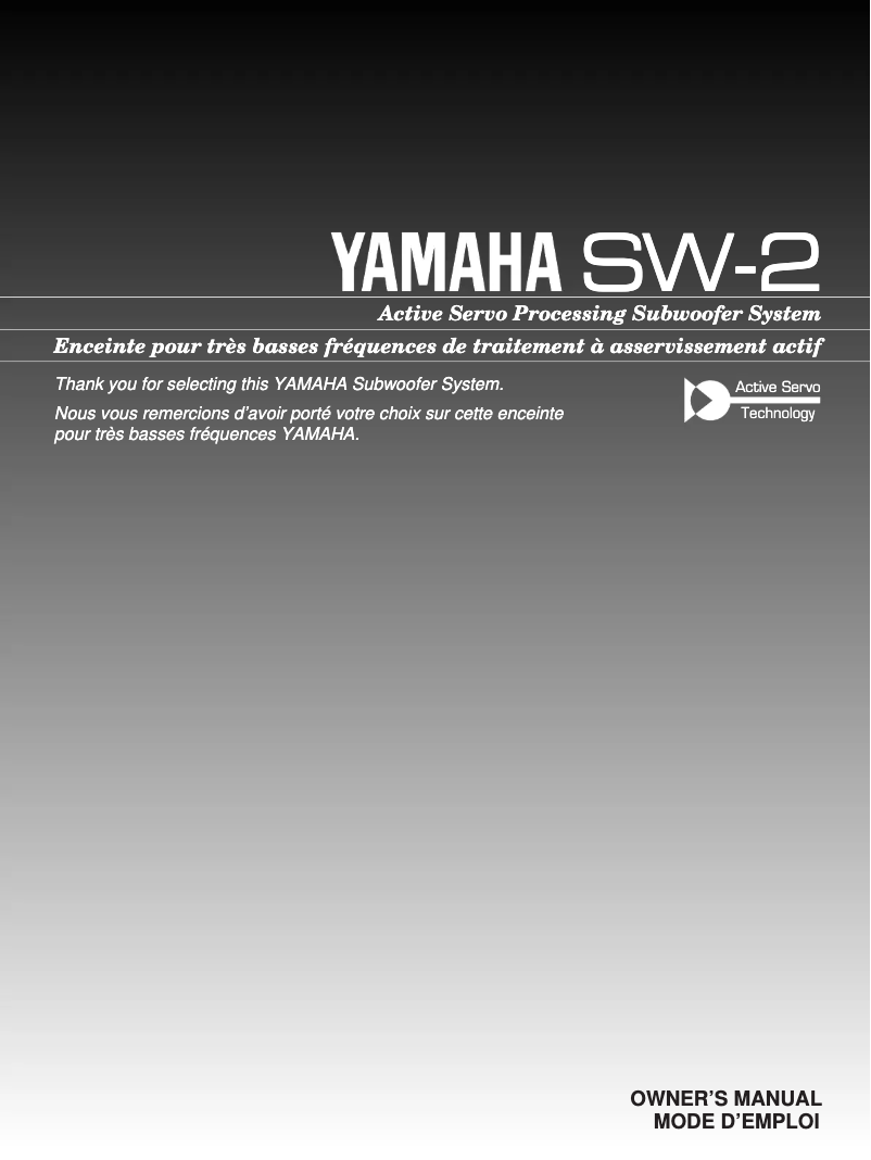 Page 1 de la notice Manuel utilisateur Yamaha SW-2