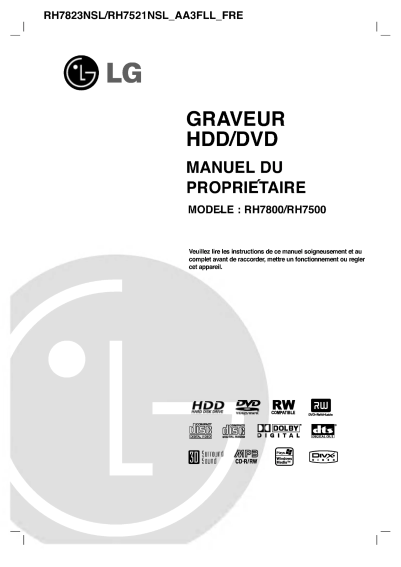 Page n°1 - Manuel utilisateur LG RH7521NSL