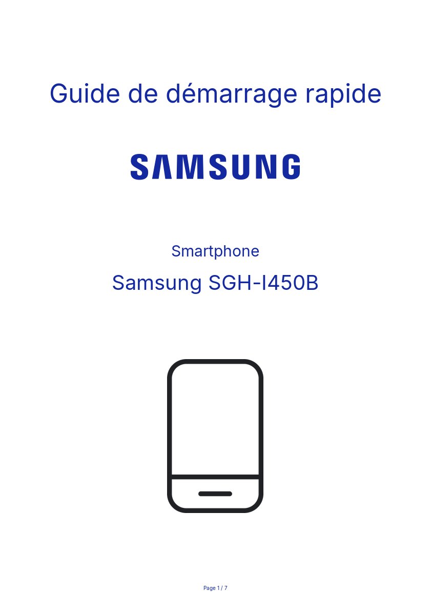 Image de la première page du manuel de l'appareil SGH-I450B