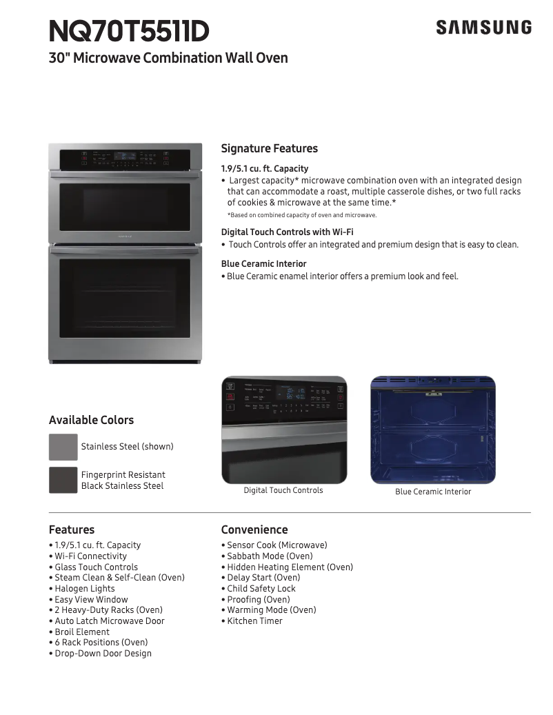 Página 1 del manual Ficha técnica Samsung NQ70T5511DS