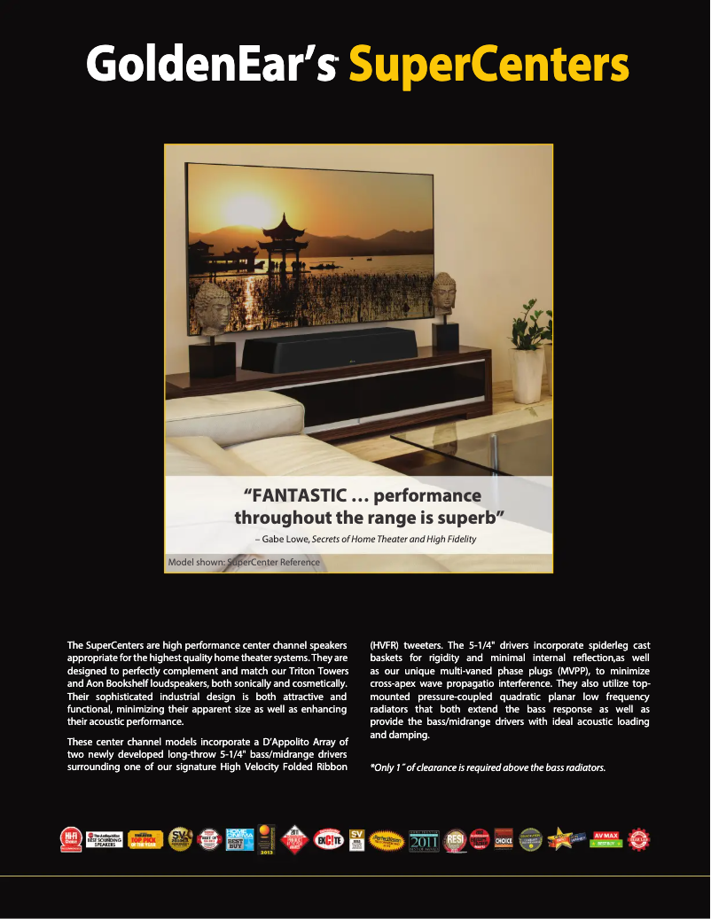 Page n°1 - Brochure GoldenEar SuperCenter