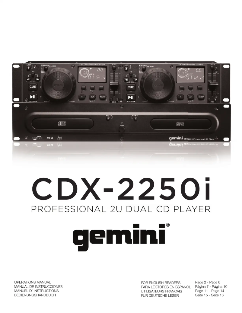 Image de la première page du manuel de l'appareil CDX-2250i