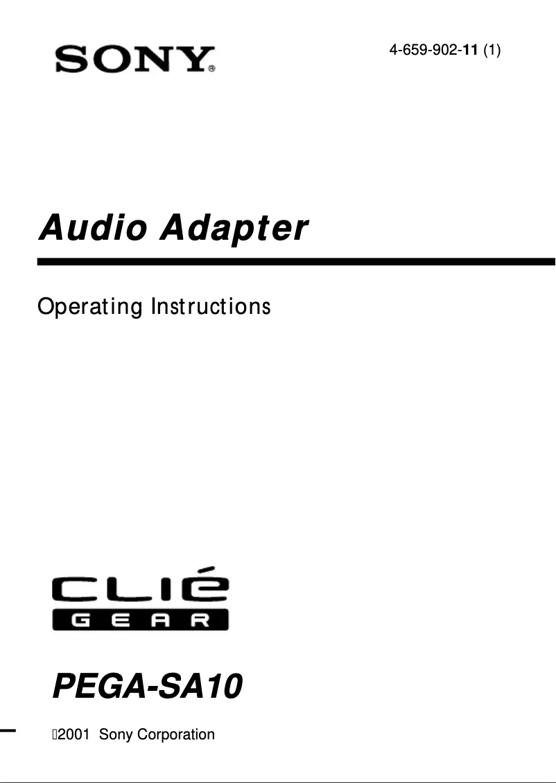 Página 1 del manual Manual de usuario Sony Clié PEGA-SA10