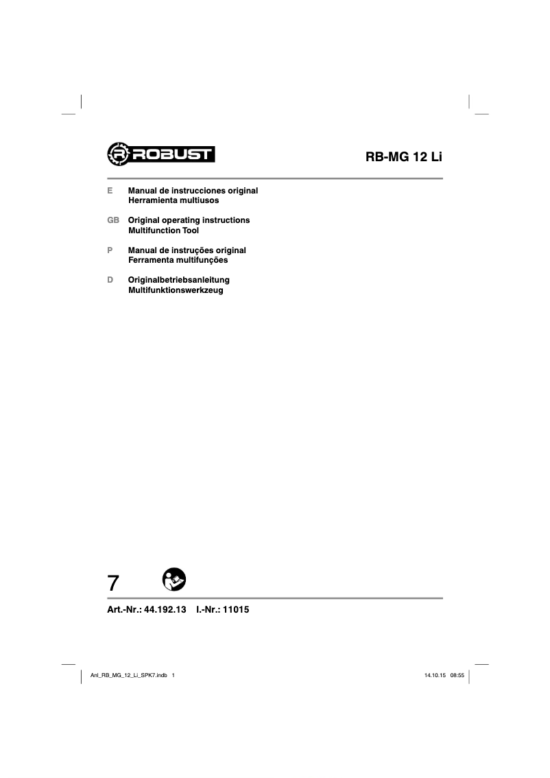Page n°1 - Manuel utilisateur Robust RB-MG 12 Li