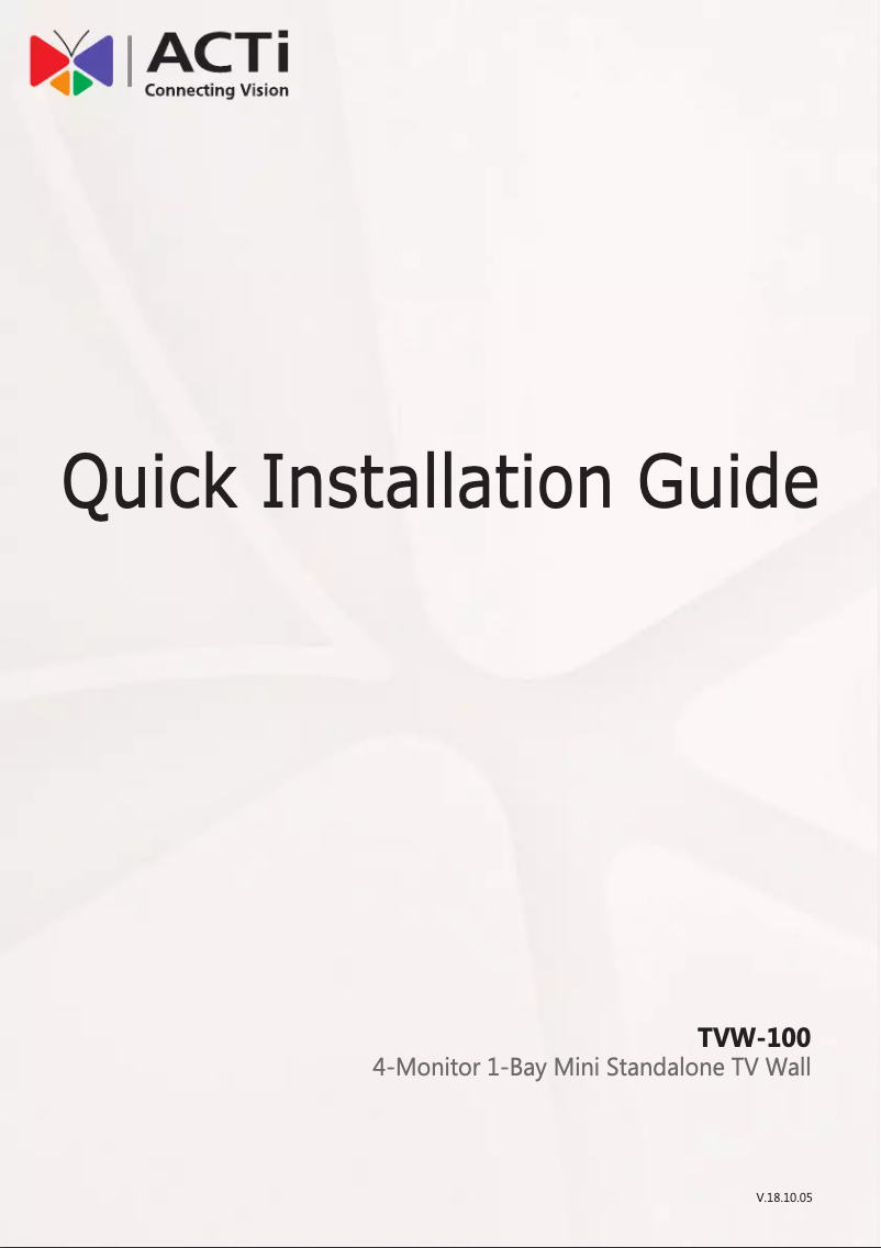 Page n°1 - Manuel utilisateur ACTi TVW-100