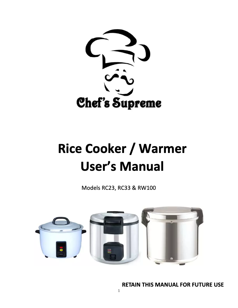 Page n°1 - Manuel utilisateur Chef's Supreme RC23
