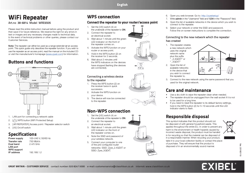 Page 1 de la notice Manuel utilisateur Exibel WRE6506