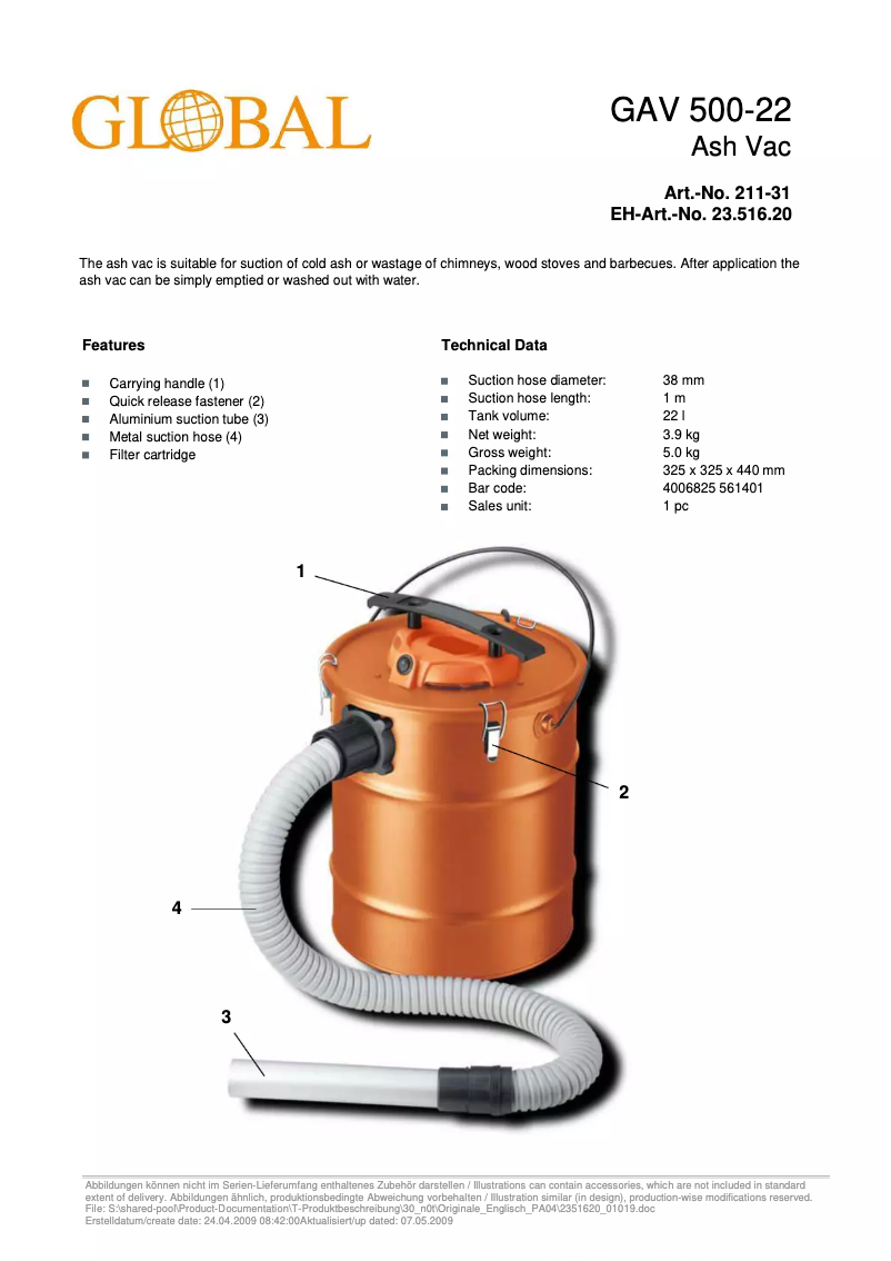 Image de la première page du manuel de l'appareil GAV 500-22