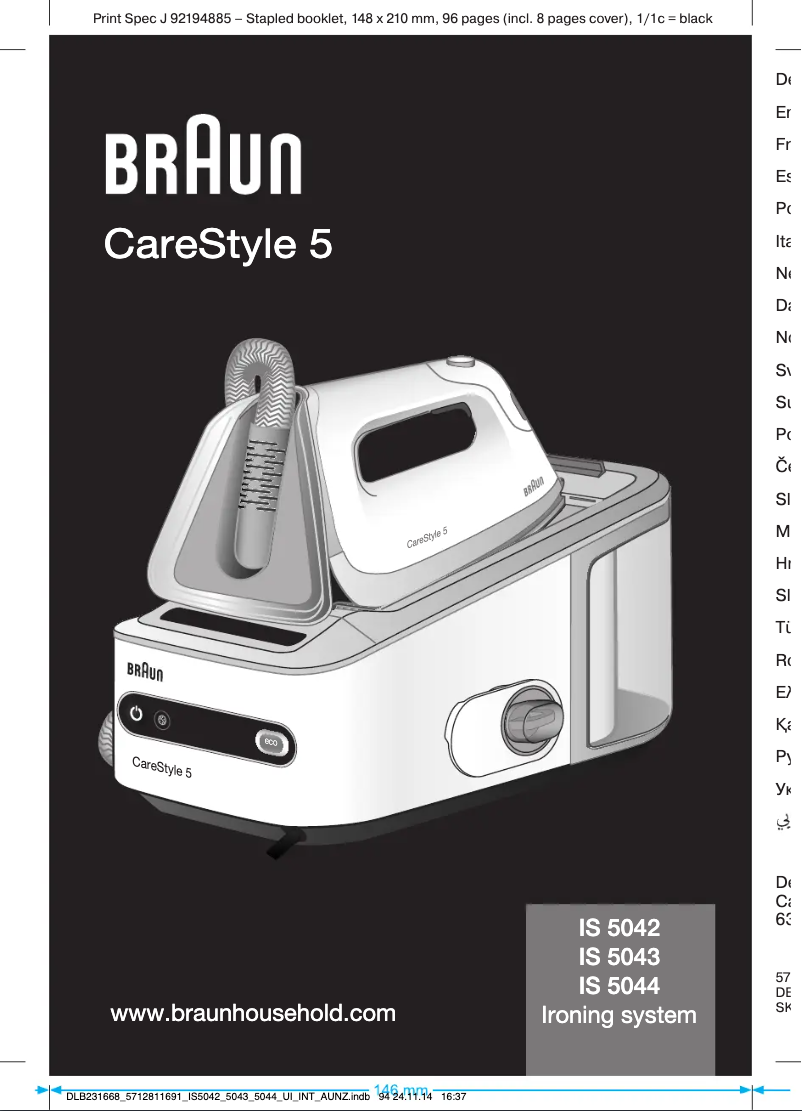 Page 1 de la notice Manuel utilisateur Braun CareStyle 5 IS 5042