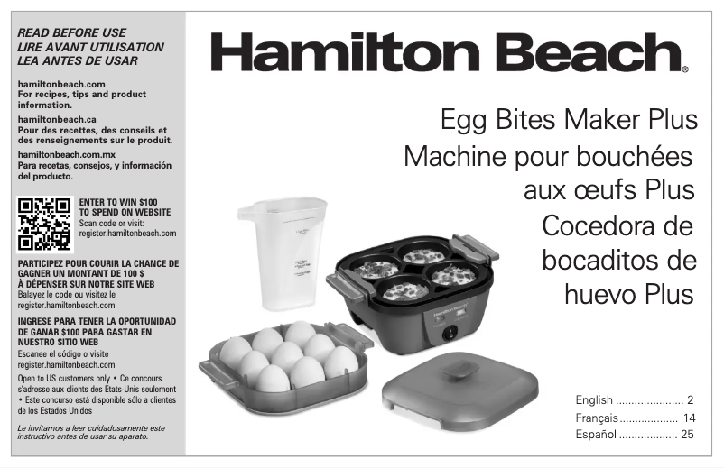 Image de la première page du manuel de l'appareil Egg Bites Plus 25510