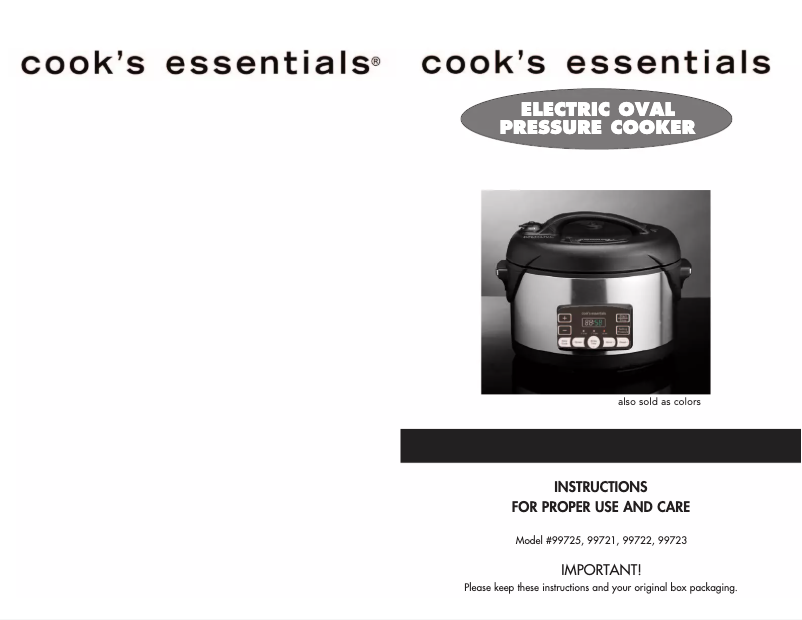 Page n°1 - Manuel utilisateur Cook's essentials 99725