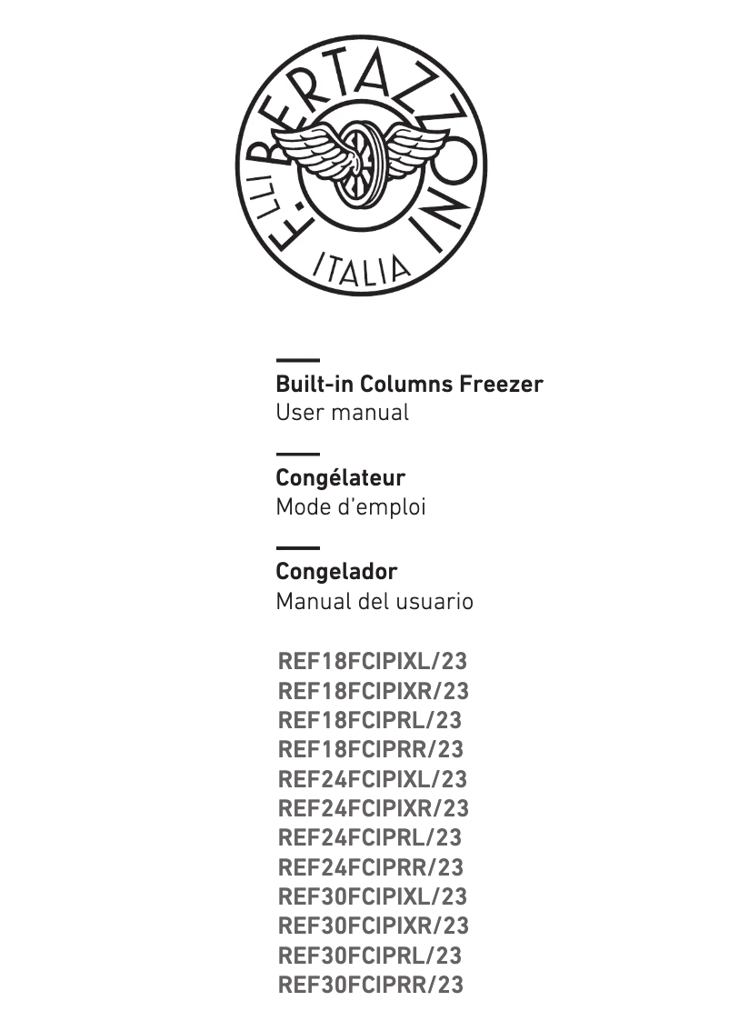 Page n°1 - Manuel utilisateur Bertazzoni REF18FCIPRL