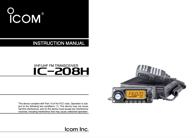 Image de la première page du manuel de l'appareil IC-208H