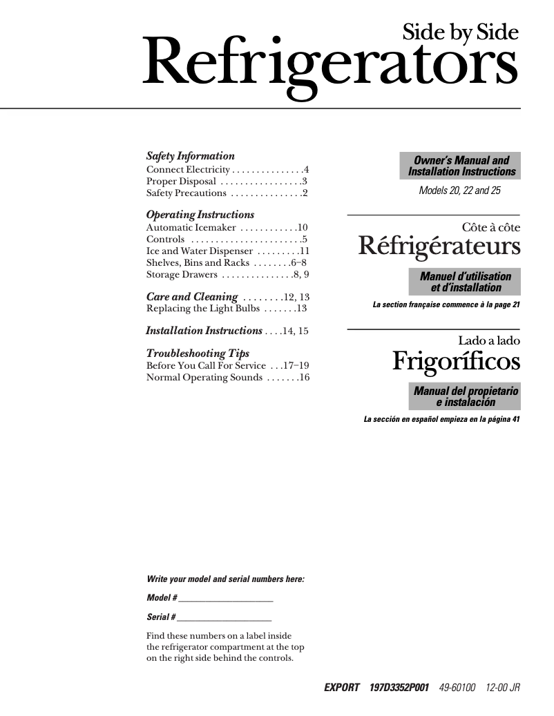 Image de la première page du manuel de l'appareil GSG22KBMFBB